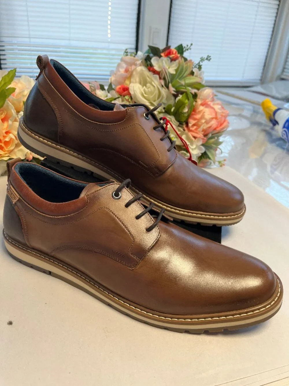 NEW Pikolinos Leather Oxford Lace Up Shoes Brown EU 46